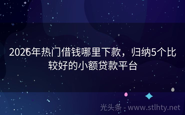 2026年热门借钱哪里下款，归纳5个比较好的小额贷款平台