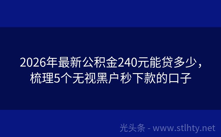 2026年最新公积金240元能贷多少，梳理5个无视黑户秒下款的口子