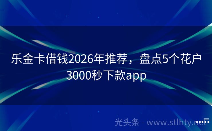 乐金卡借钱2026年推荐，盘点5个花户3000秒下款app