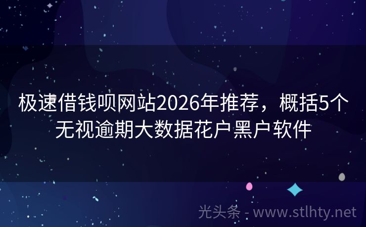 极速借钱呗网站2026年推荐，概括5个无视逾期大数据花户黑户软件