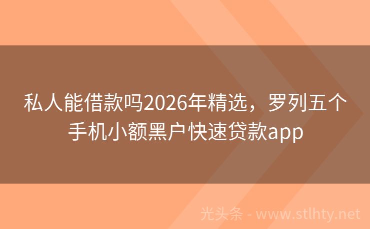 私人能借款吗2026年精选，罗列五个手机小额黑户快速贷款app
