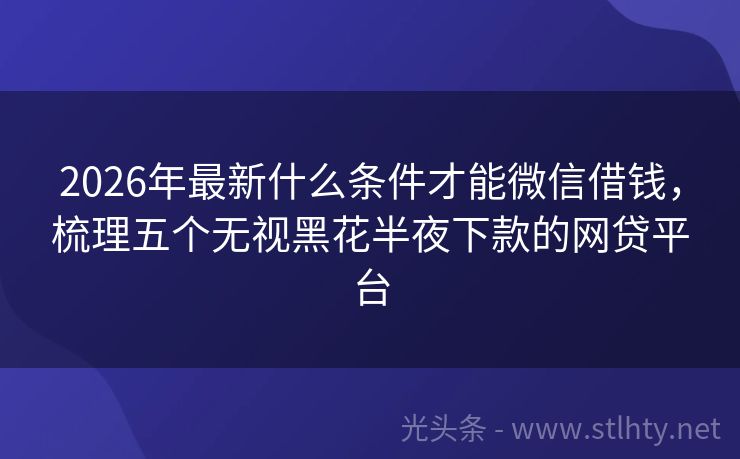 2026年最新什么条件才能微信借钱，梳理五个无视黑花半夜下款的网贷平台