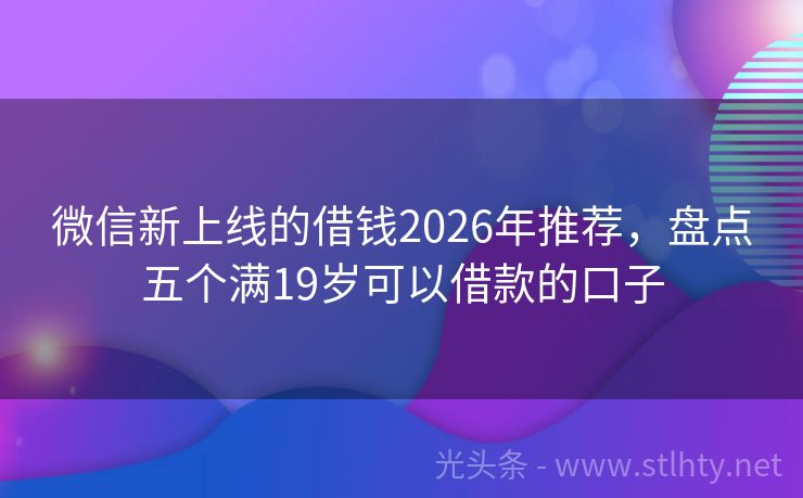 微信新上线的借钱2026年推荐，盘点五个满19岁可以借款的口子
