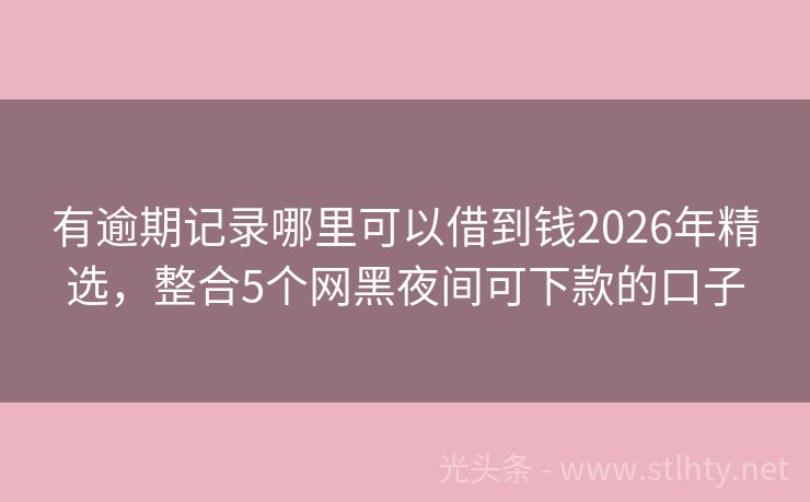 有逾期记录哪里可以借到钱2026年精选，整合5个网黑夜间可下款的口子