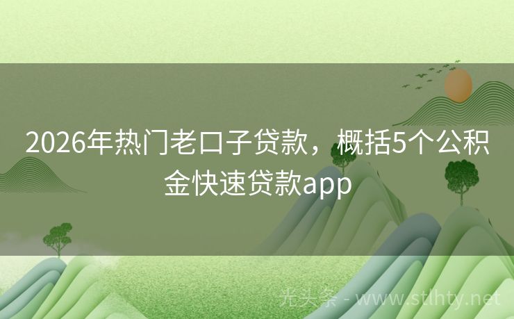 2026年热门老口子贷款，概括5个公积金快速贷款app