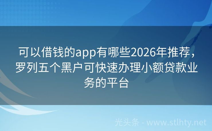 可以借钱的app有哪些2026年推荐，罗列五个黑户可快速办理小额贷款业务的平台