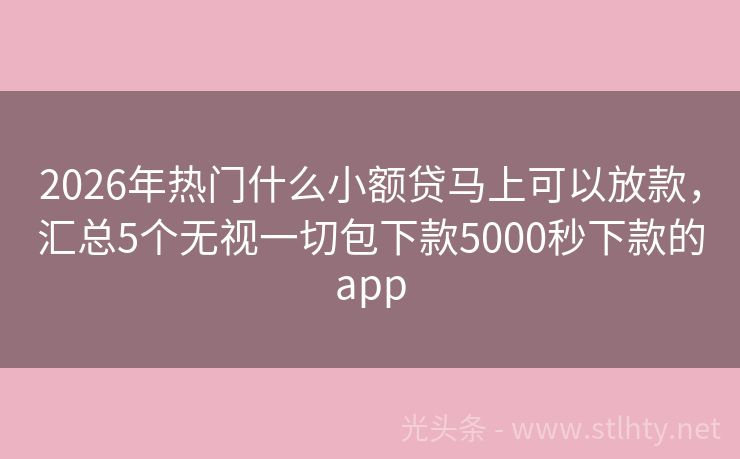 2026年热门什么小额贷马上可以放款，汇总5个无视一切包下款5000秒下款的app