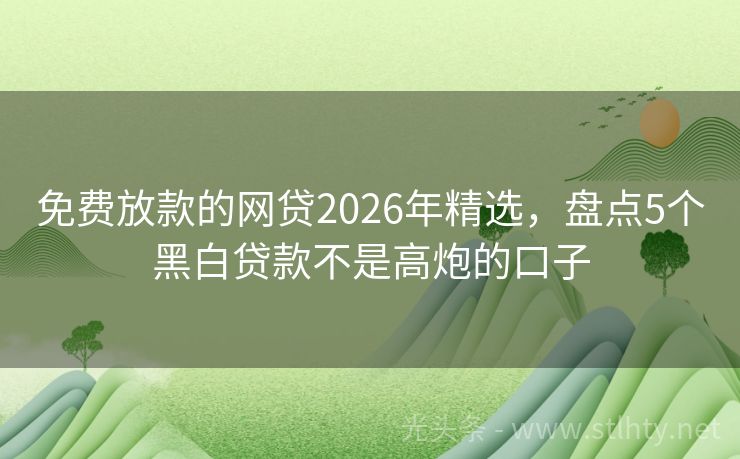 免费放款的网贷2026年精选，盘点5个黑白贷款不是高炮的口子