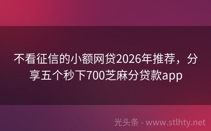 不看征信的小额网贷2026年推荐，分享五个秒下700芝麻分贷款app