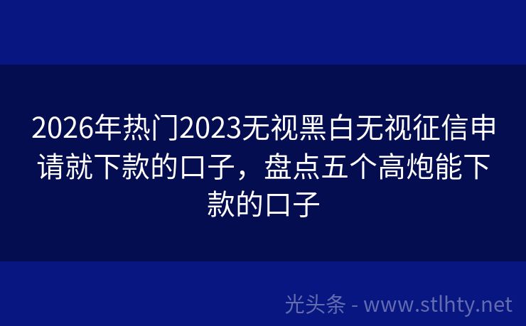 2026年热门2023无视黑白无视征信申请就下款的口子，盘点五个高炮能下款的口子