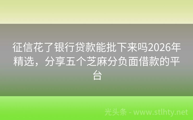 征信花了银行贷款能批下来吗2026年精选，分享五个芝麻分负面借款的平台