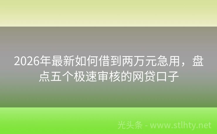 2026年最新如何借到两万元急用，盘点五个极速审核的网贷口子