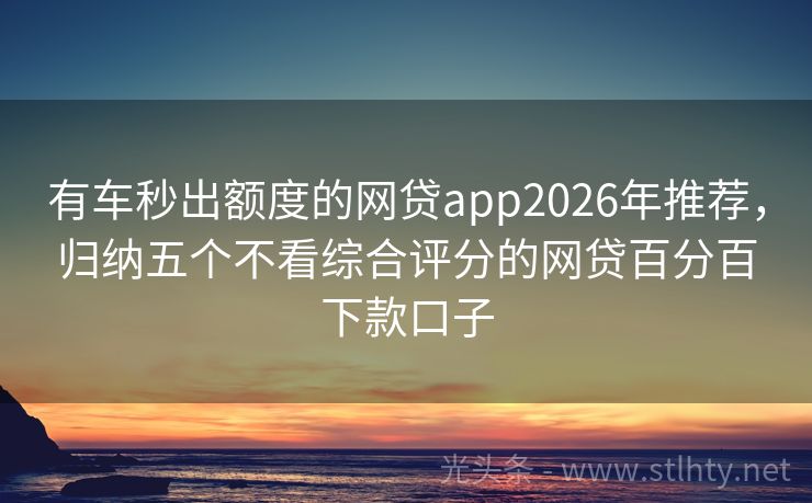 有车秒出额度的网贷app2026年推荐，归纳五个不看综合评分的网贷百分百下款口子