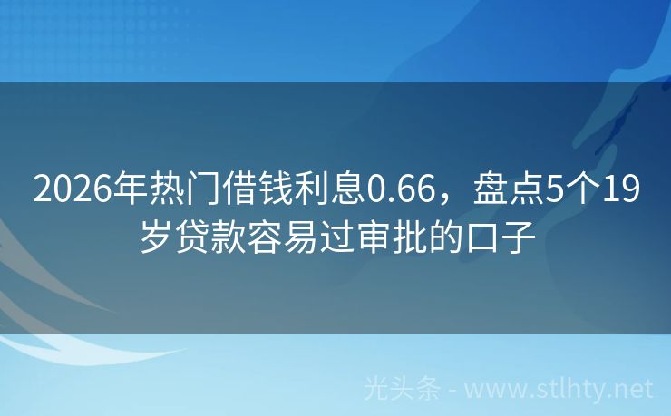 2026年热门借钱利息0.66，盘点5个19岁贷款容易过审批的口子