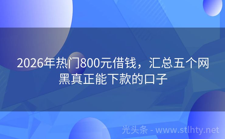 2026年热门800元借钱，汇总五个网黑真正能下款的口子