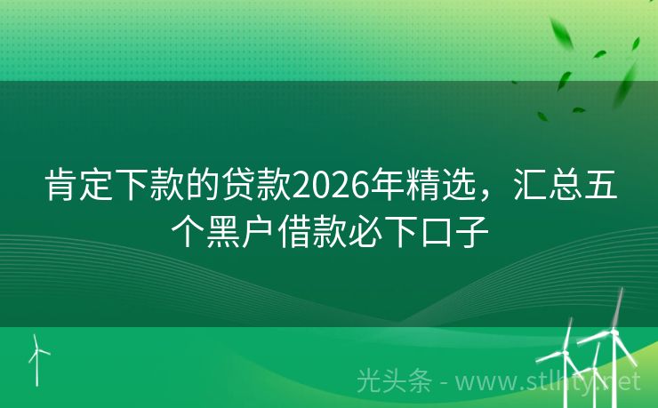 肯定下款的贷款2026年精选，汇总五个黑户借款必下口子