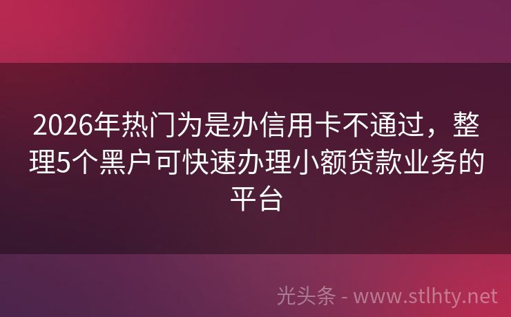 2026年热门为是办信用卡不通过，整理5个黑户可快速办理小额贷款业务的平台