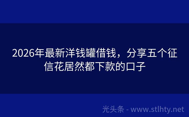 2026年最新洋钱罐借钱，分享五个征信花居然都下款的口子