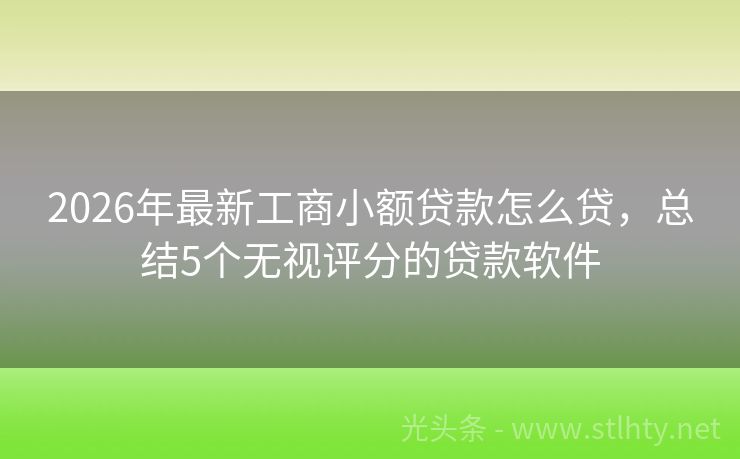 2026年最新工商小额贷款怎么贷，总结5个无视评分的贷款软件