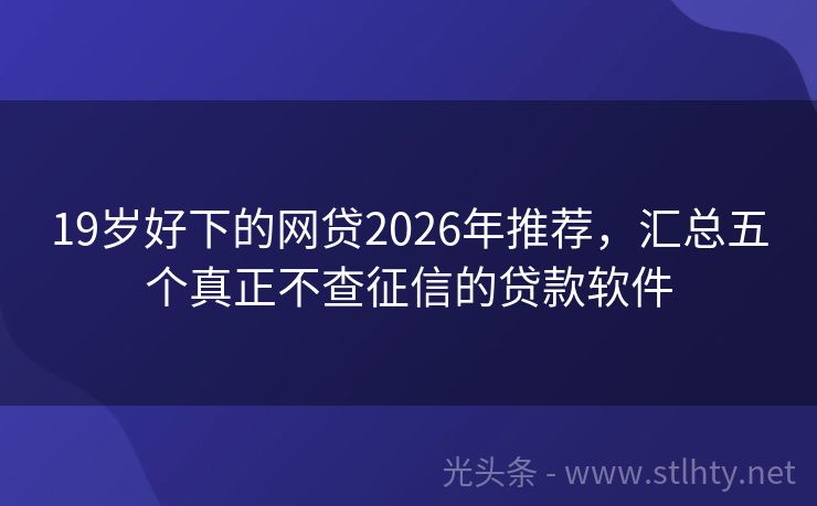 19岁好下的网贷2026年推荐，汇总五个真正不查征信的贷款软件