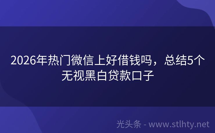 2026年热门微信上好借钱吗，总结5个无视黑白贷款口子