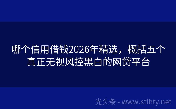 哪个信用借钱2026年精选，概括五个真正无视风控黑白的网贷平台