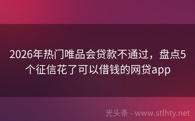 2026年热门唯品会贷款不通过，盘点5个征信花了可以借钱的网贷app
