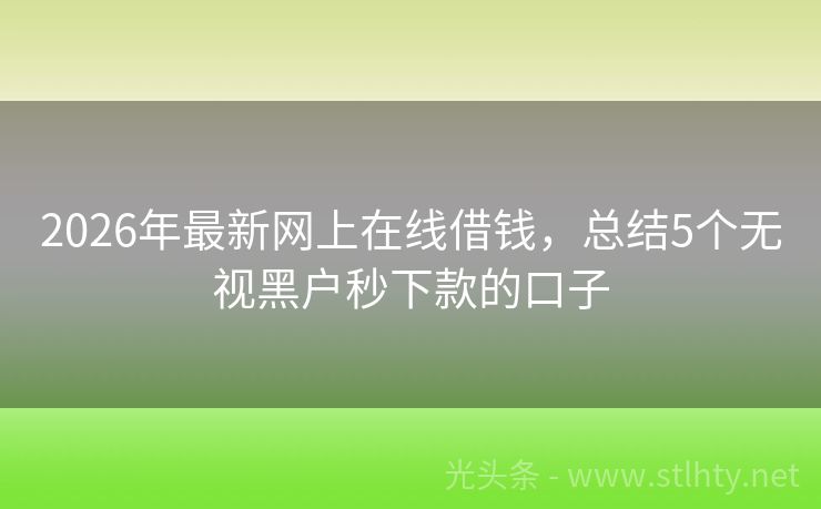 2026年最新网上在线借钱，总结5个无视黑户秒下款的口子