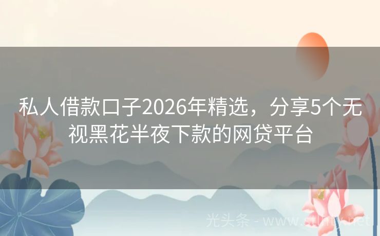 私人借款口子2026年精选,分享5个无视黑花半夜下款的网贷平台