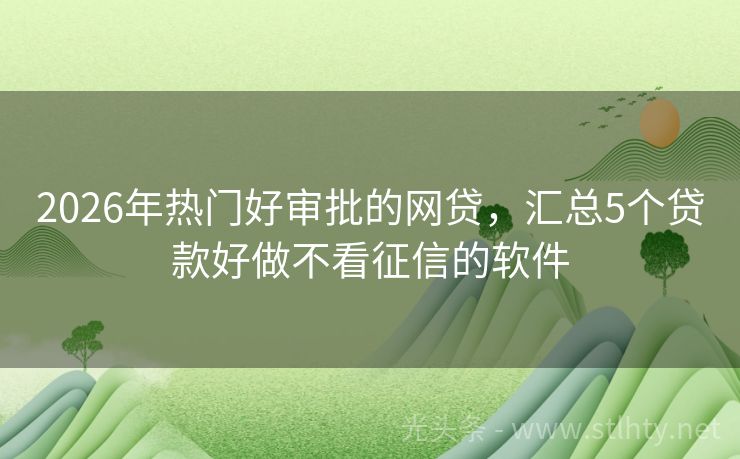 2026年热门好审批的网贷，汇总5个贷款好做不看征信的软件