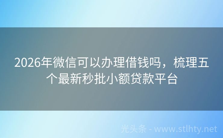 2026年微信可以办理借钱吗，梳理五个最新秒批小额贷款平台