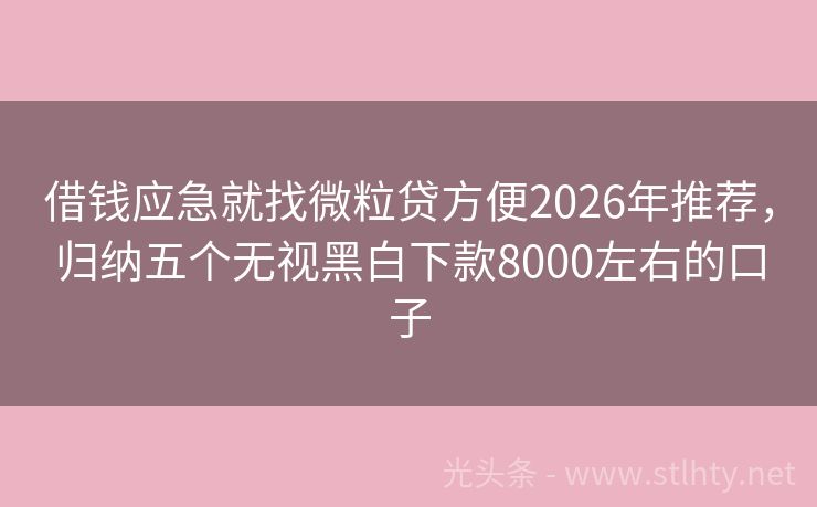借钱应急就找微粒贷方便2026年推荐，归纳五个无视黑白下款8000左右的口子