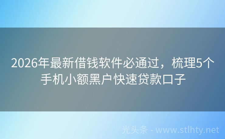 2026年最新借钱软件必通过，梳理5个手机小额黑户快速贷款口子