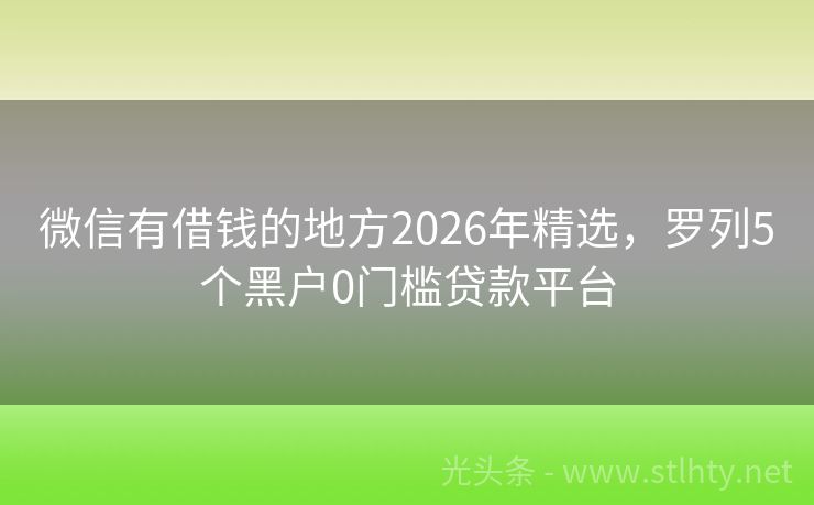 微信有借钱的地方2026年精选，罗列5个黑户0门槛贷款平台