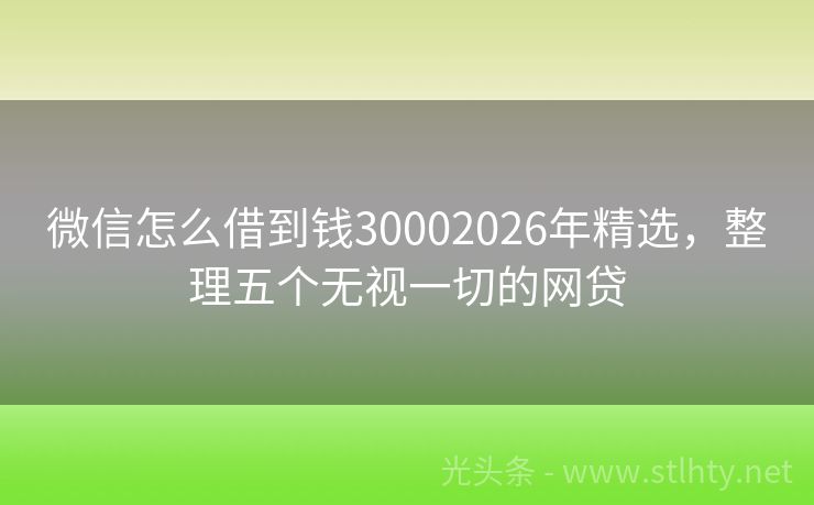 微信怎么借到钱30002026年精选，整理五个无视一切的网贷