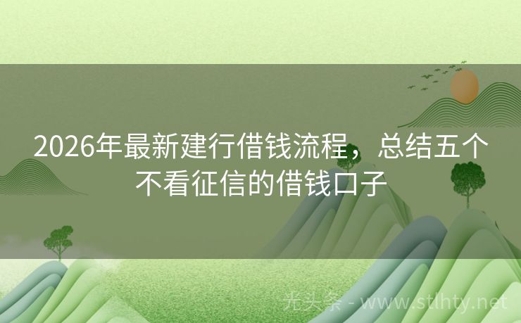 2026年最新建行借钱流程，总结五个不看征信的借钱口子