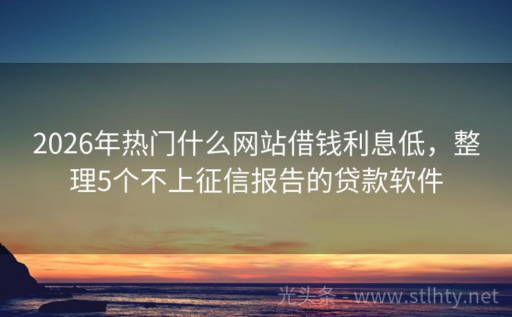 2026年热门什么网站借钱利息低，整理5个不上征信报告的贷款软件
