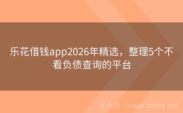 乐花借钱app2026年精选，整理5个不看负债查询的平台