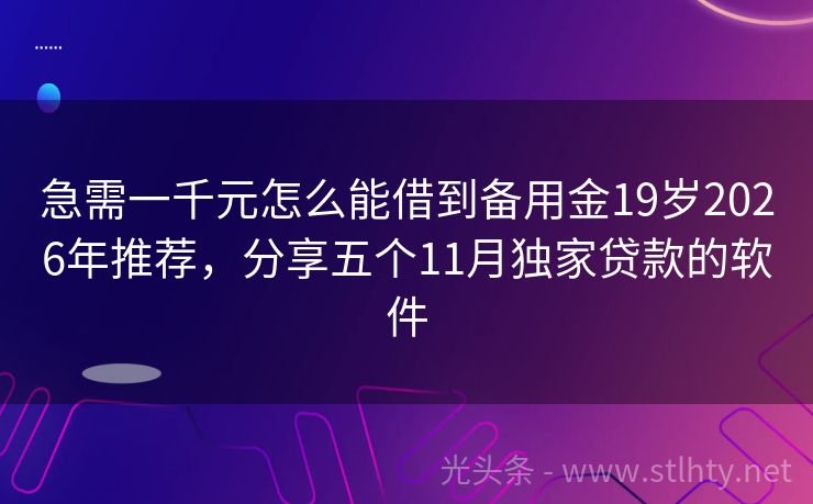 急需一千元怎么能借到备用金19岁2026年推荐，分享五个11月独家贷款的软件