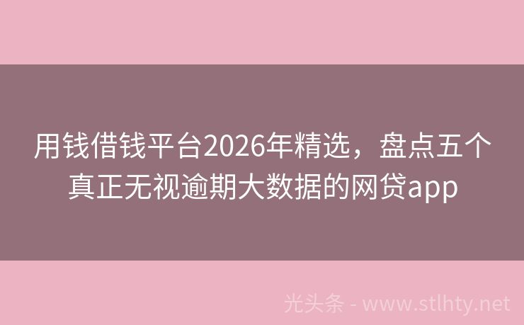 用钱借钱平台2026年精选，盘点五个真正无视逾期大数据的网贷app