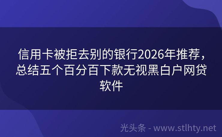 信用卡被拒去别的银行2026年推荐，总结五个百分百下款无视黑白户网贷软件