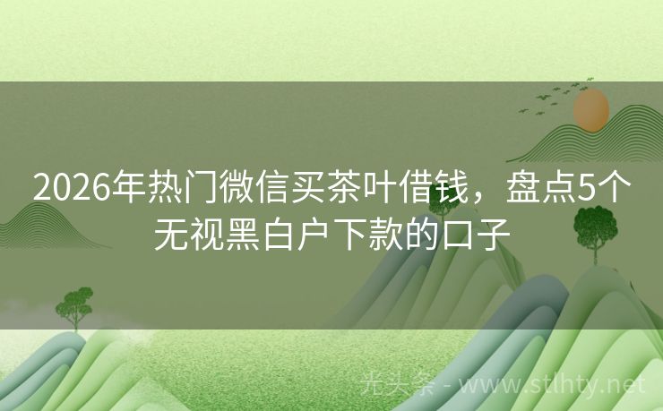 2026年热门微信买茶叶借钱，盘点5个无视黑白户下款的口子