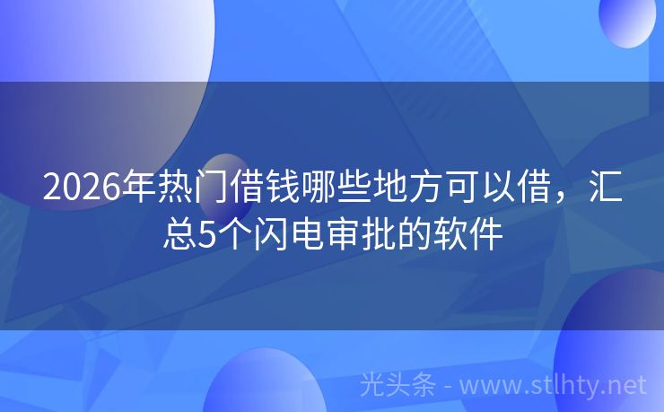 2026年热门借钱哪些地方可以借，汇总5个闪电审批的软件