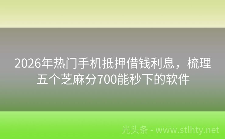 2026年热门手机抵押借钱利息，梳理五个芝麻分700能秒下的软件