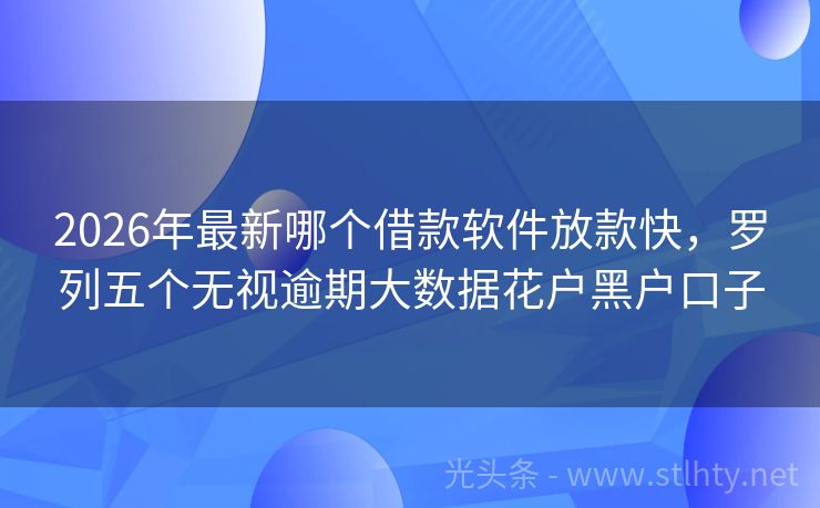 2026年最新哪个借款软件放款快,罗列五个无视逾期大数据花户黑户口子