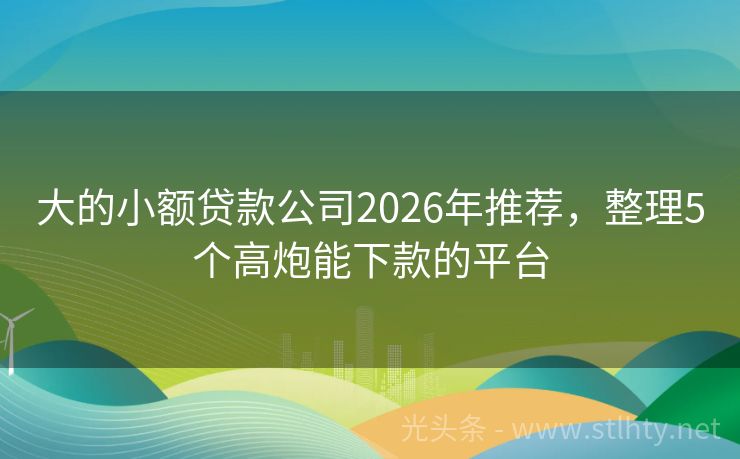 大的小额贷款公司2026年推荐，整理5个高炮能下款的平台