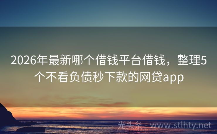 2026年最新哪个借钱平台借钱，整理5个不看负债秒下款的网贷app