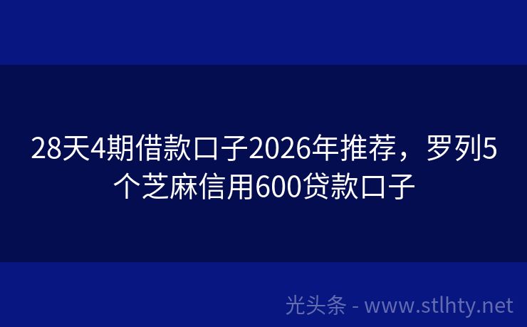 28天4期借款口子2026年推荐，罗列5个芝麻信用600贷款口子
