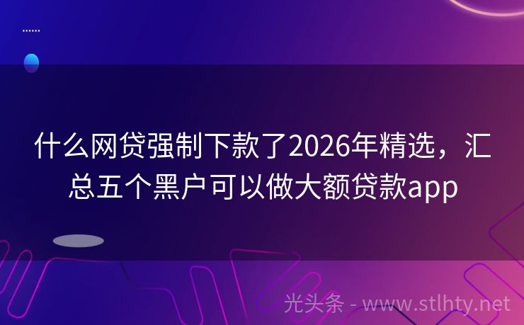 什么网贷强制下款了2026年精选，汇总五个黑户可以做大额贷款app