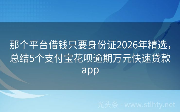 那个平台借钱只要身份证2026年精选，总结5个支付宝花呗逾期万元快速贷款app